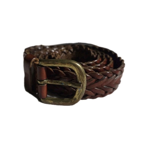 County Seat Leather Braided Belt, Brass Buckle, Brown, Size 34 - Picture 1 of 4